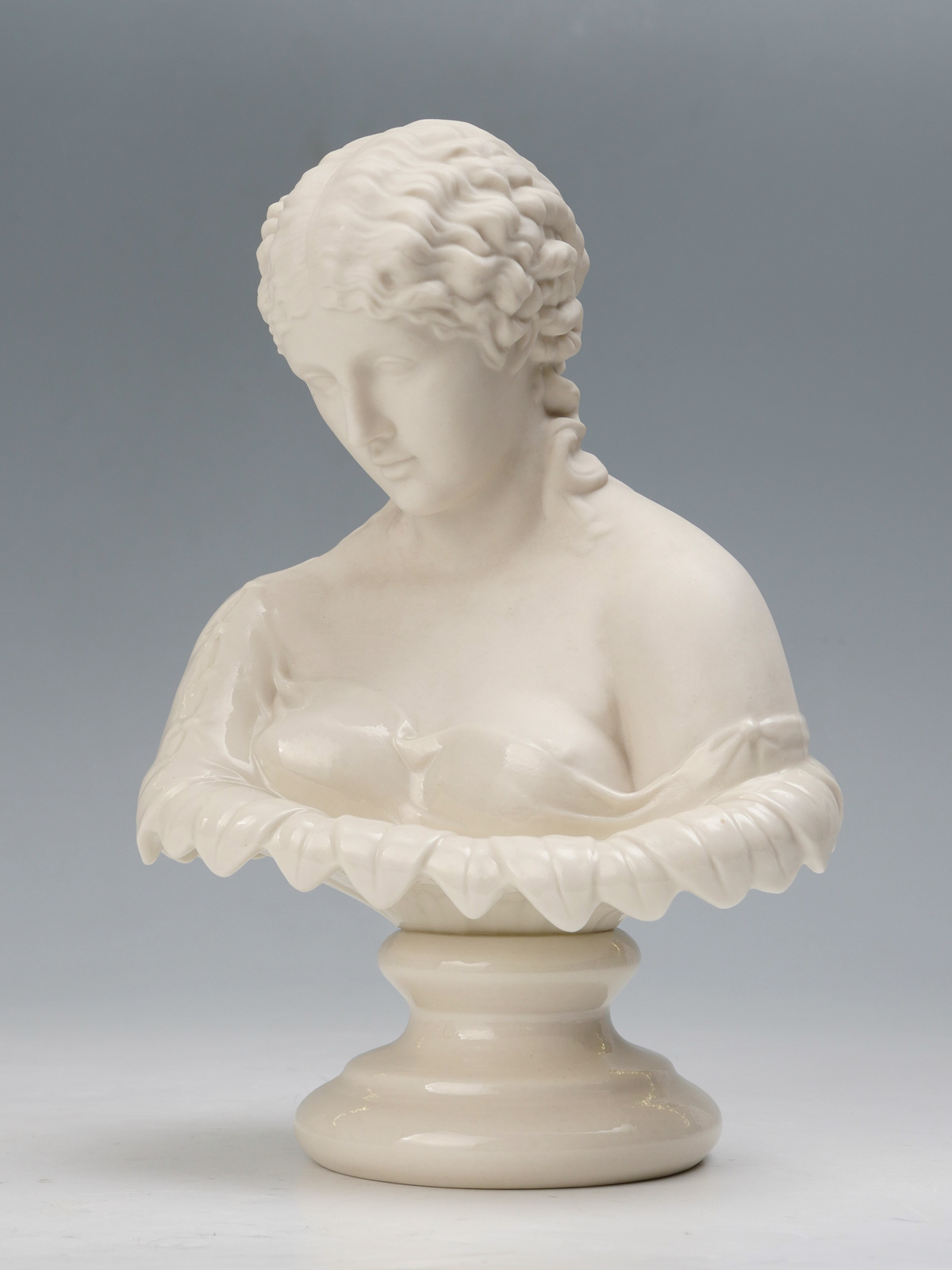 Appraisal: BELLEEK PARIAN BUST ''THE BUST OF CLYTIE'' TH MARK Partly