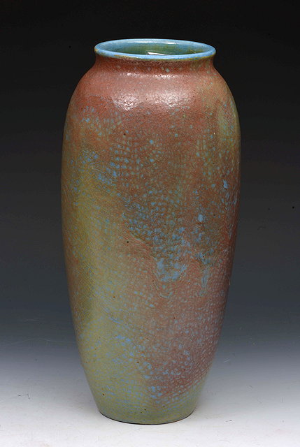 Appraisal: George J Cox for Mortlake PotteryVase decorated in crackled turquoise