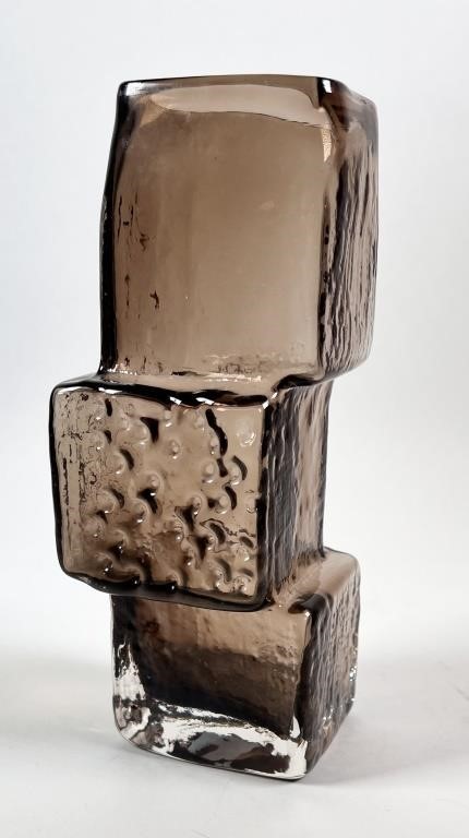 Appraisal: Geoffrey Baxter for Whitefriars Drunken Bricklayer vase mould-blown brown glass