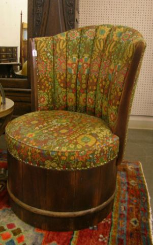 Appraisal: Romweber Furniture oak barrel chair upholstered seat and channel back