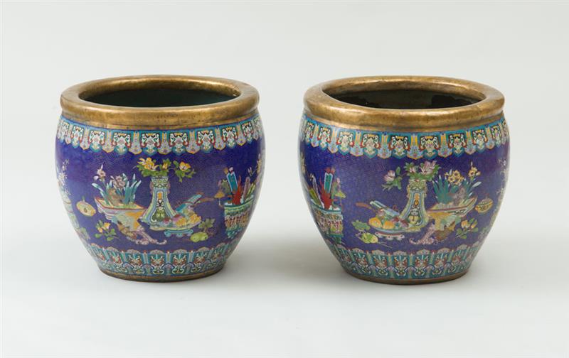 Appraisal: PAIR OF CHINESE CLOISONN FISH BOWLS x in diam Estimate