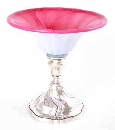 Appraisal: Cased glass and sterling centerpiece floriform rose and white case