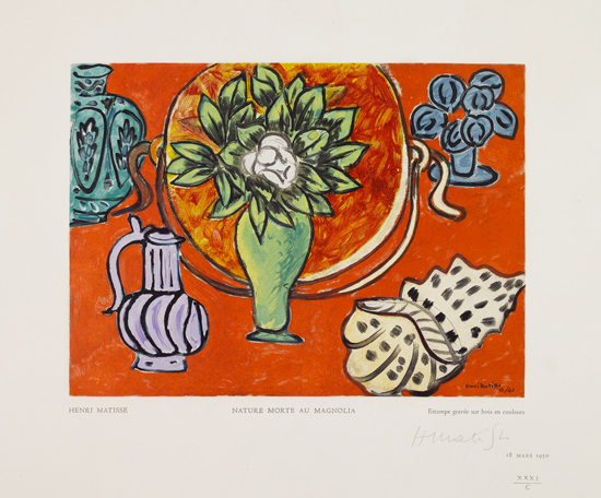 Appraisal: HENRI MATISSE after Nature Morte au Magnolia Color wood engraving