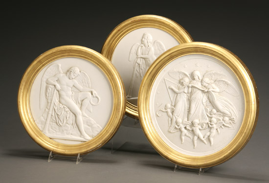 Appraisal: Three Bing and Grondahl Bisque Circular 'Angel' Plaques Circa Each