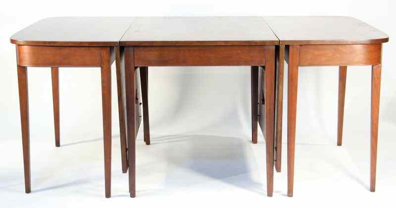 Appraisal: Walnut Three Part Dining Tabledrop leaf center table and two