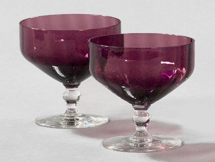 Appraisal: Set of Seven American Amethyst and Colorless Glass Dessert Coupes