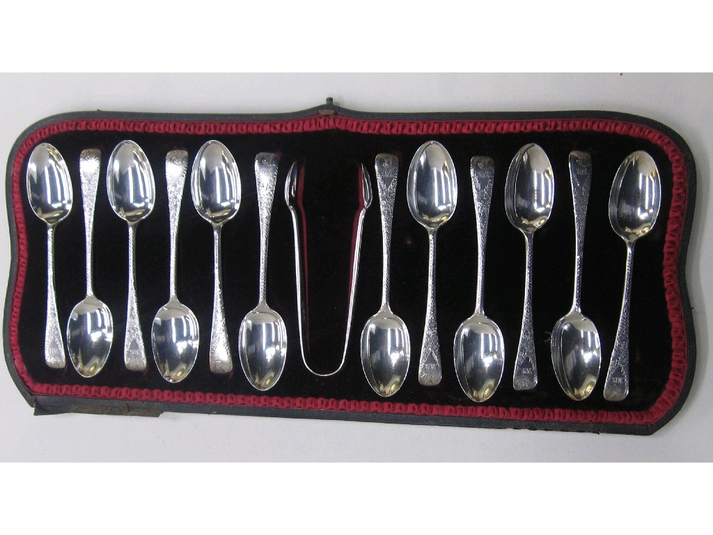 Appraisal: Cased set of twelve silver spoons with tongs London