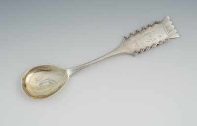 Appraisal: A Swedish Silver Decorative Spoon The simple - L spoon