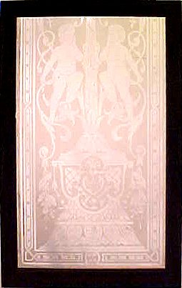 Appraisal: Etched Glass th Century Windows large with Cherubs and small