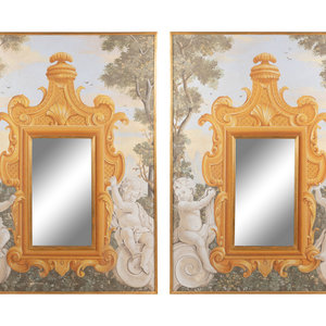 Appraisal: A Pair of Continental Painted Canvas and Parcel Gilt Pier