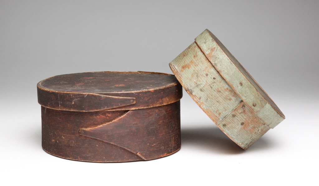 Appraisal: Second half th century Round bentwood boxes with old paint