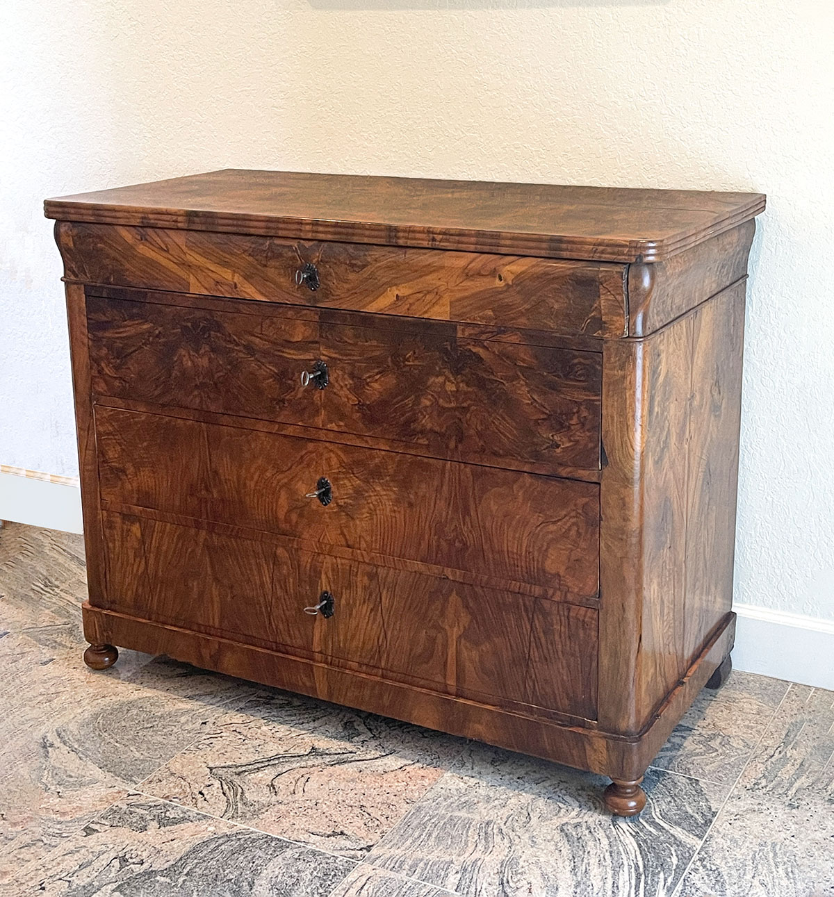 Appraisal: SUPERIOR FOUR-DRAWER BIEDERMEIER CHEST OF DRAWERS '' in height by