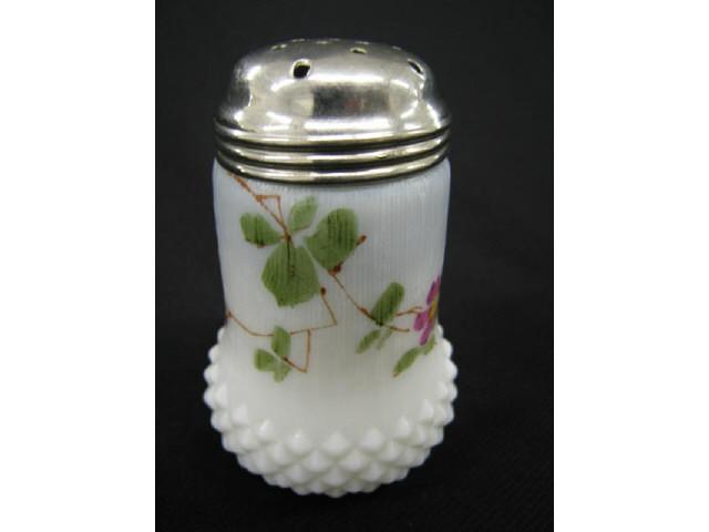 Appraisal: Victorian Art Glass Muffineer or Sugar Shaker enameled floral attributed