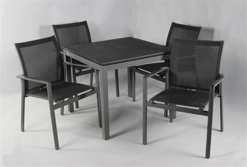 Appraisal: GLOSTER AZORE OUTDOOR ALUMINUM DINING SET INCLUDING A SQUARE TABLE