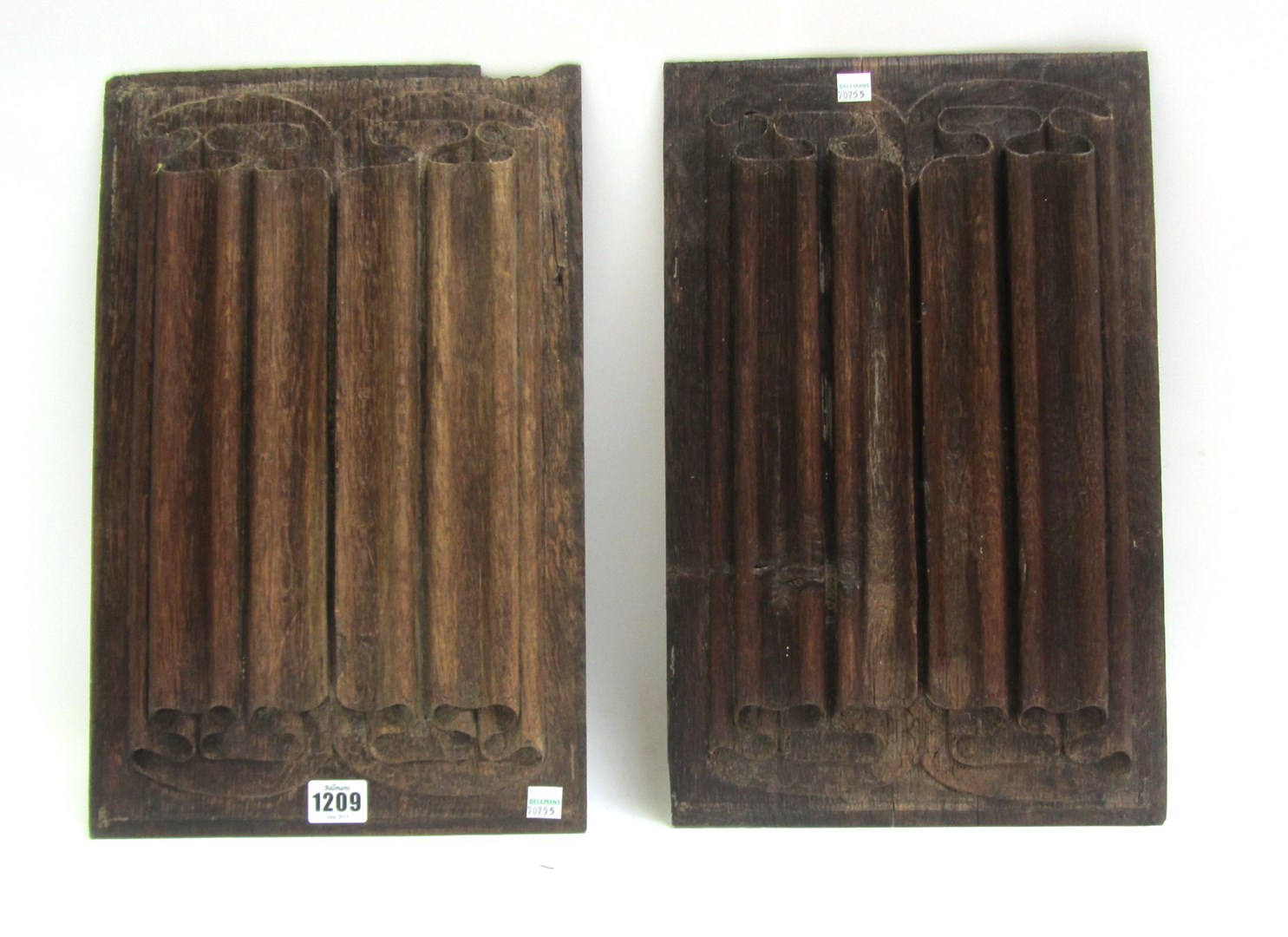 Appraisal: A pair of th century carved oak linen fold panels