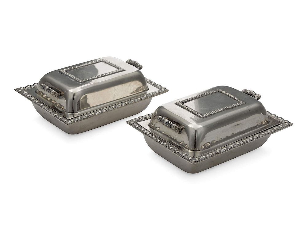 Appraisal: A Pair of Italian Silver Covered Butter Dishes