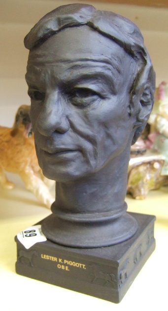 Appraisal: A Wedgwood black basalt bust of Lester Piggott Ltd Ed'