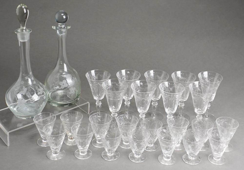 Appraisal: -PIECE PREDOMINANTLY HAWKES 'AVALON' STEM CRYSTAL ASSEMBLED PARTIAL BAR SERVICE