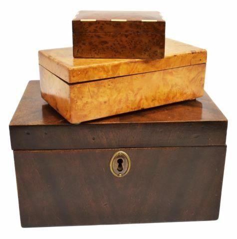 Appraisal: lot of Boxes including birdseye maple with contrasting inlay hinged