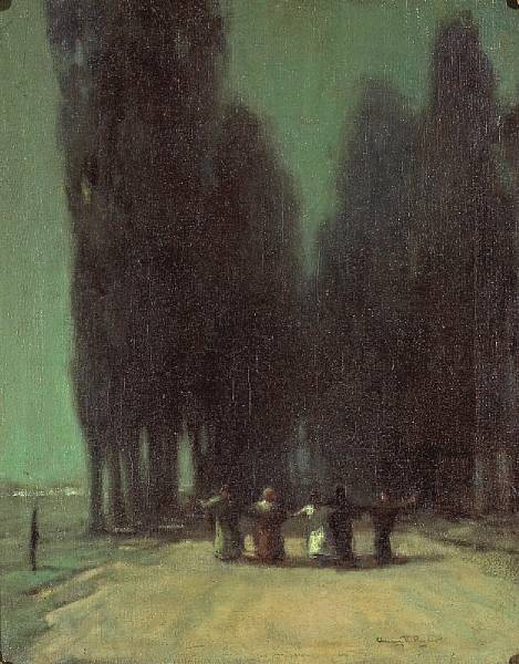 Appraisal: Chauncey Foster Ryder American - Row of Cypress Trees with