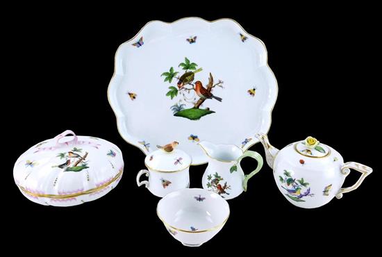 Appraisal: Herend porcelain tea set and covered box Rothschild pattern th