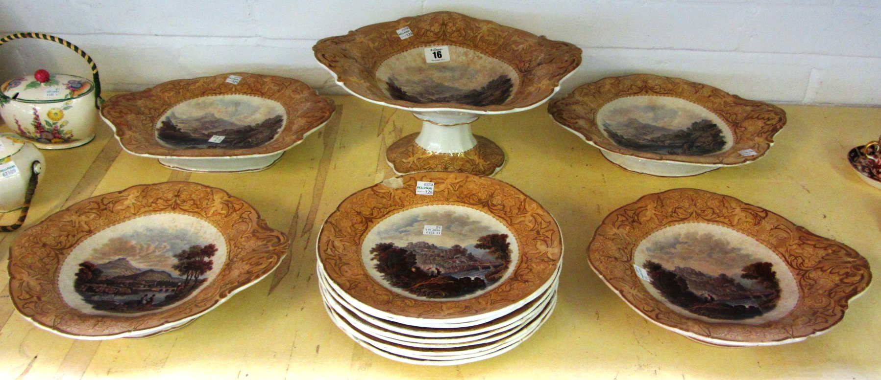 Appraisal: A Prattware pottery dessert service late th century each piece