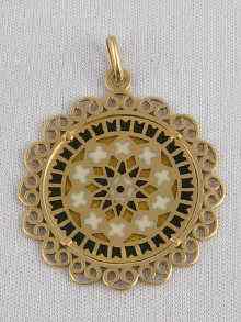 Appraisal: A French ct gold and plique a jour pendant measuring