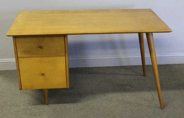 Appraisal: Midcentury Paul McCobb Desk Blonde wood desk with two drawers