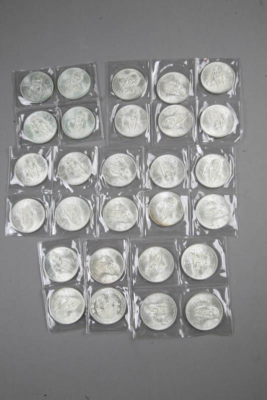 Appraisal: TWENTY-EIGHT SILVER MEXICAN COINS All peso coins all