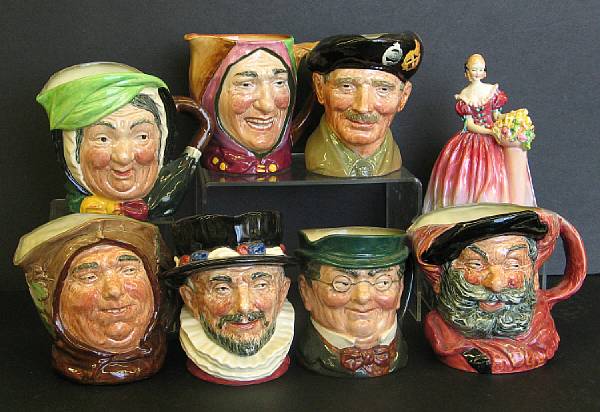 Appraisal: Six Royal Doulton character mugs and a Royal Doulton figurine