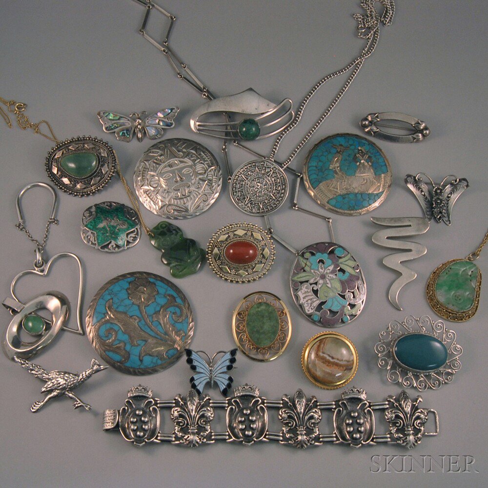 Appraisal: Group of Mostly Sterling Silver Jewelry including a Parenti bracelet