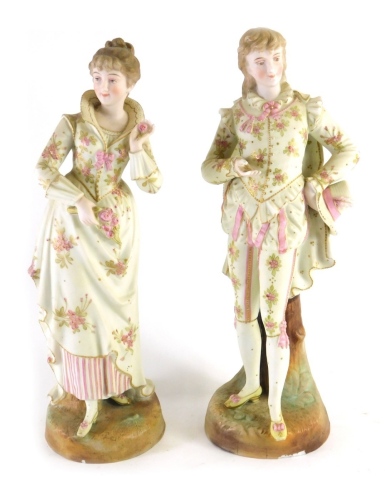 Appraisal: A pair of Continental bisque porcelain figures of a lady