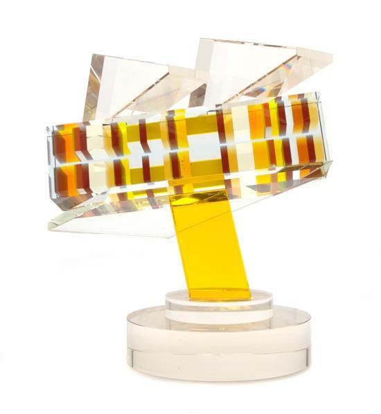 Appraisal: A Glass Sculpture Michael E Taylor ROC of fused geometric