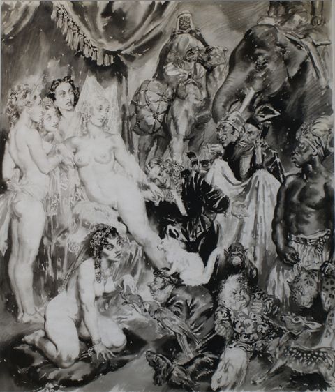 Appraisal: Norman Lindsay - Untitled ink and charcoal on paper initialed