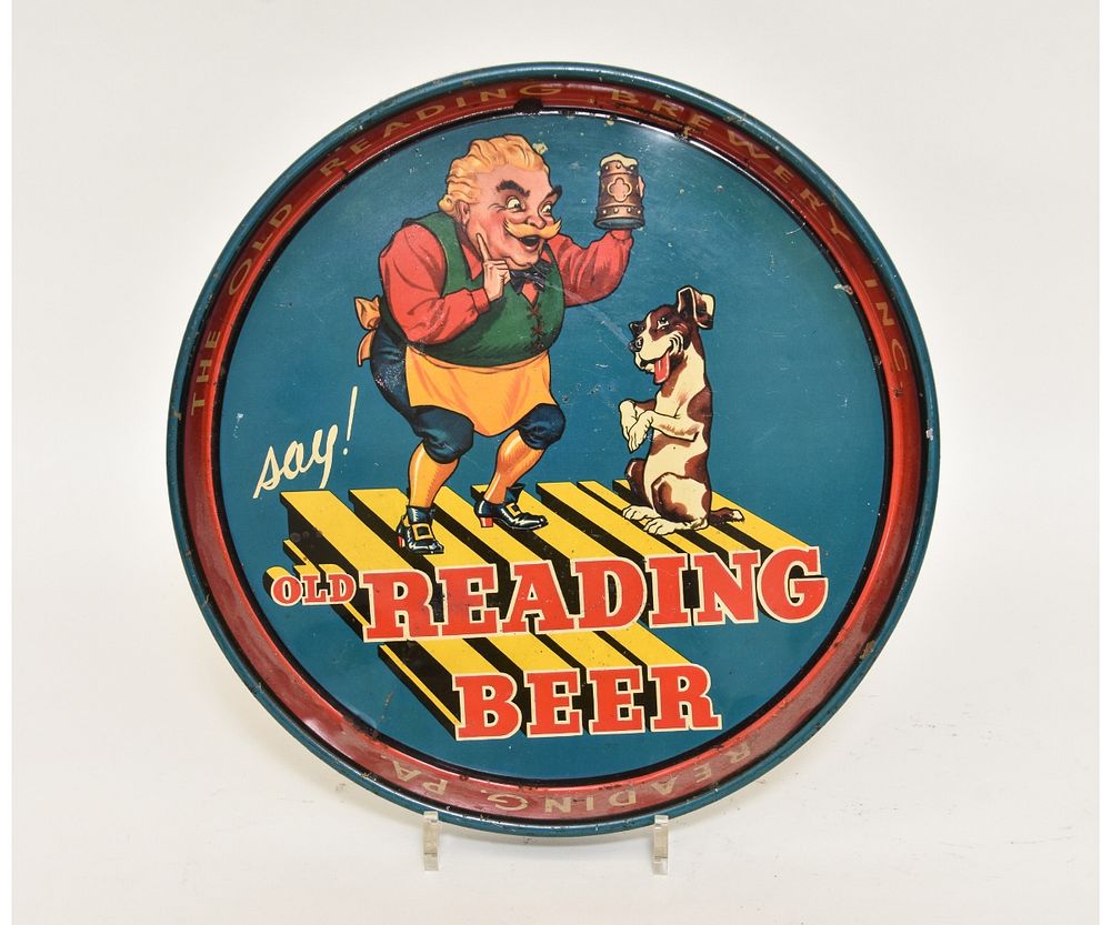 Appraisal: Old Reading Beer Tray Colorful beer serving tray advertizing The