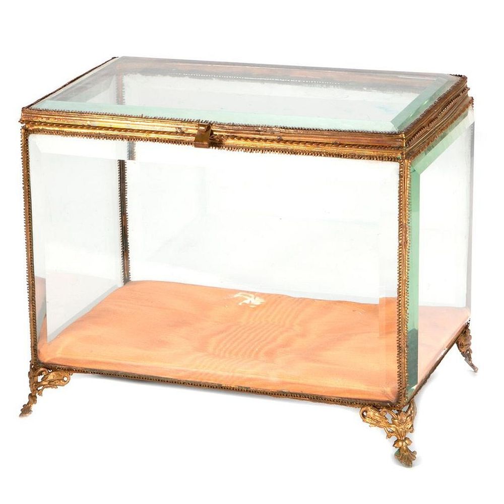 Appraisal: Glass display case A beveled glass display case H- W-