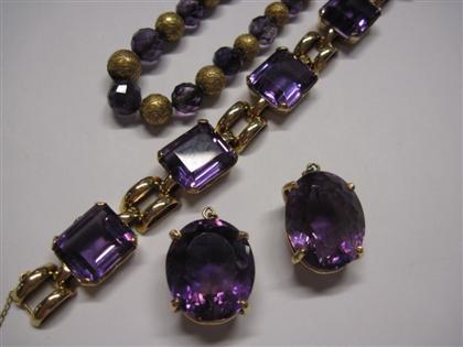 Appraisal: karat yellow gold and amethyst flexible bracelet th century