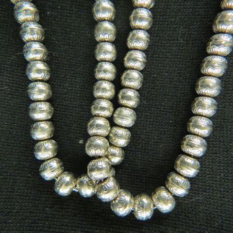 Appraisal: Indian Sterling Silver Bead Necklace long