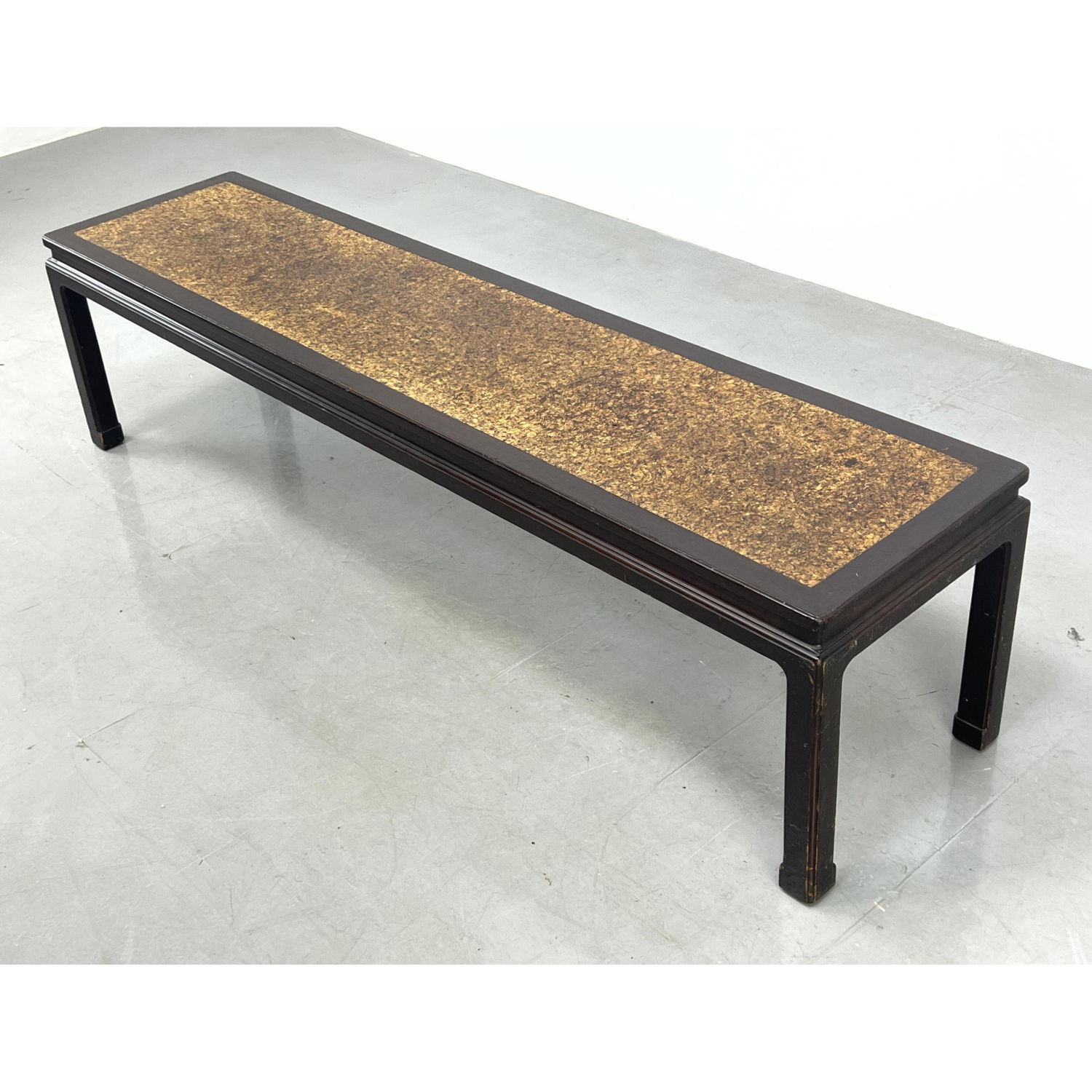 Appraisal: EDWARD WORMLEY for DUNBAR Long Coffee Table Cork top inset