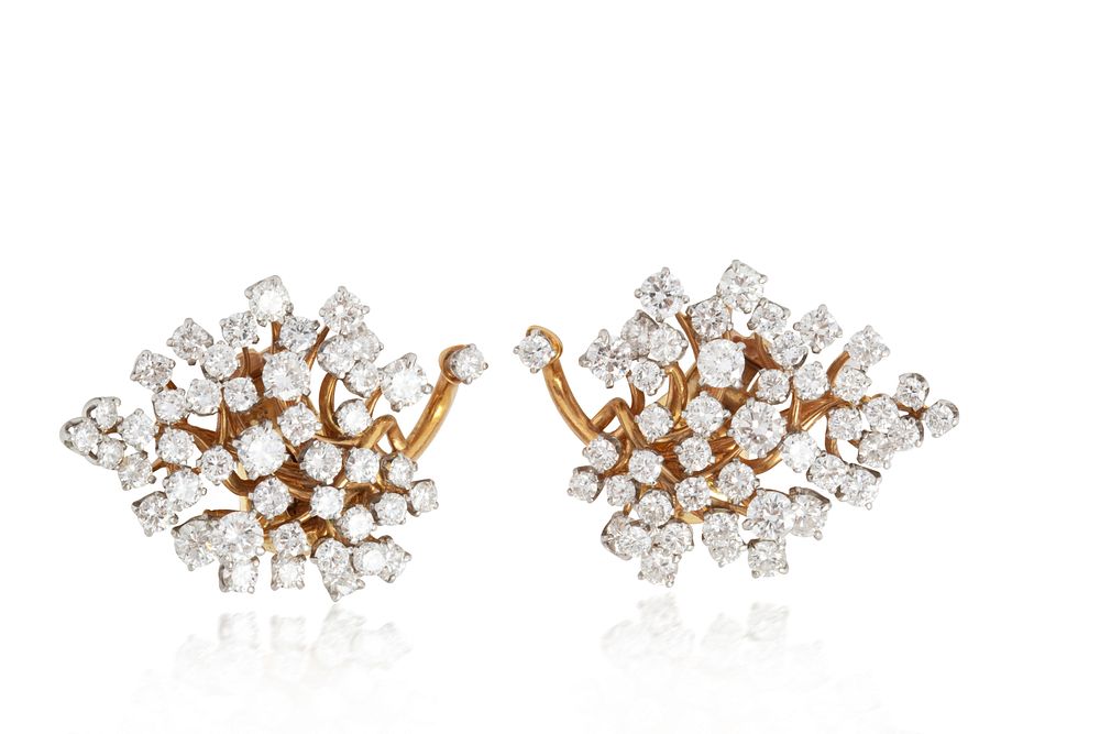 Appraisal: A VAN CLEEF ARPELS K YELLOW GOLD DIAMOND EAR CLIPS