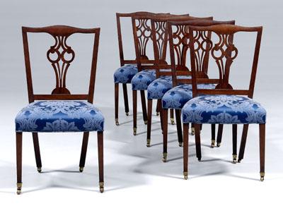 Appraisal: Set six Southern Hepplewhite chairs each mahogany with yellow pine