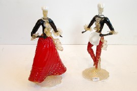 Appraisal: PAIR OF MURANO GLASS FIGURES WITH GOLD INCLUSIONS