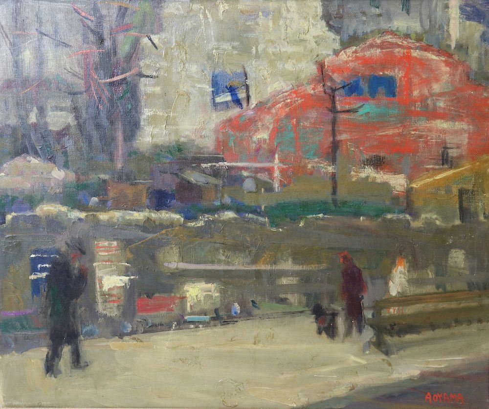 Appraisal: AOYAMA Signed Oil On Canvas Street Scene Signed lr rt