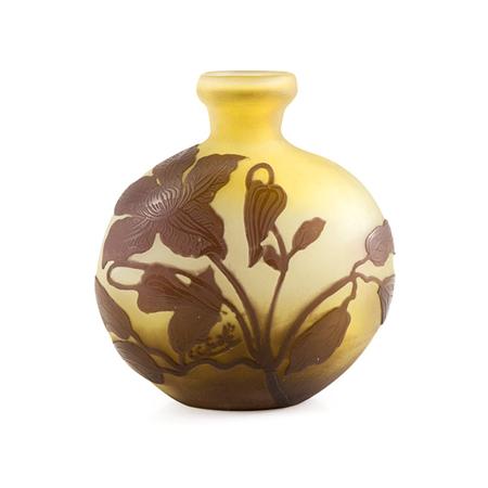 Appraisal: Galle Acid Etched Cameo Glass Bud Vase Estimate -