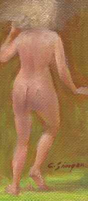 Appraisal: Clyde J Singer American - Nude stepping with green background