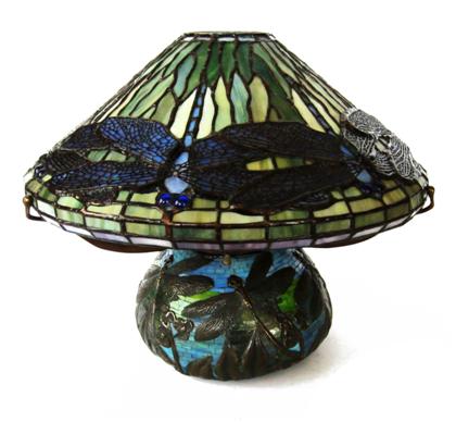 Appraisal: Leaded glass and mixed metal Tiffany-style table lamp th century