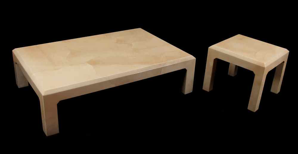 Appraisal: CUSTOM HAND MADE PARCHMENT SHEEP SKIN TABLES BY AX GARCIA