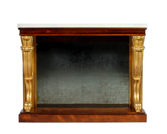 Appraisal: A REGENCY MARBLE TOPPED MAHOGANY AND PARCEL GILT CONSOLE TABLE