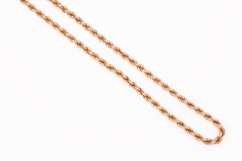 Appraisal: k gold rope chain with gold-filled clasp gross weight approximately