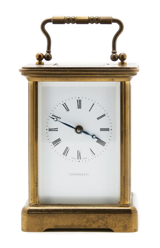 Appraisal: Brass and Glass Carriage Clock retailed by Tiffany and Co